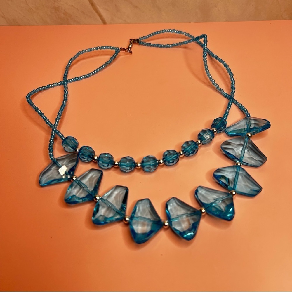 Bright Blue Beaded Necklace